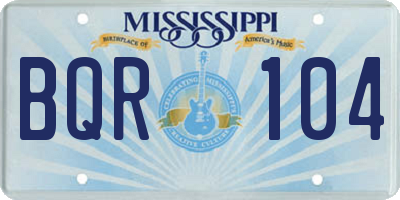 MS license plate BQR104