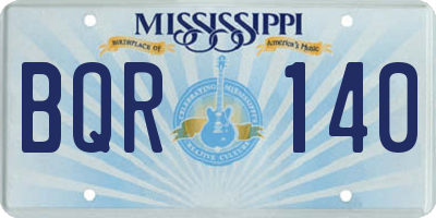 MS license plate BQR140