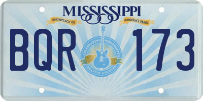 MS license plate BQR173