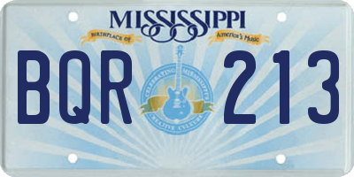 MS license plate BQR213