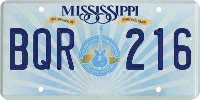 MS license plate BQR216
