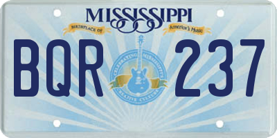 MS license plate BQR237