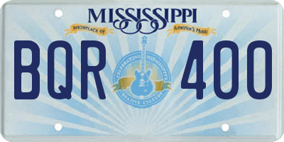 MS license plate BQR400