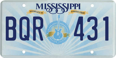MS license plate BQR431