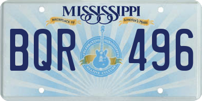 MS license plate BQR496