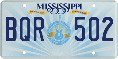 MS license plate BQR502