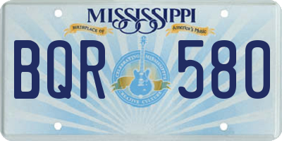 MS license plate BQR580