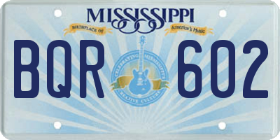 MS license plate BQR602