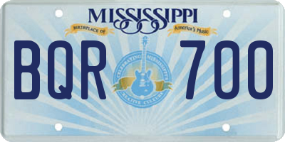 MS license plate BQR700