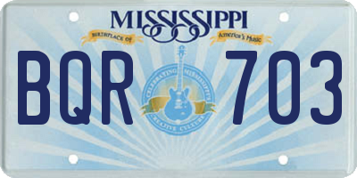 MS license plate BQR703