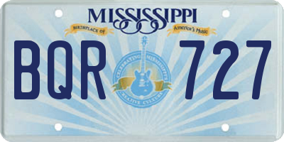 MS license plate BQR727