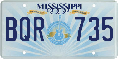 MS license plate BQR735