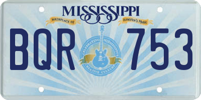 MS license plate BQR753