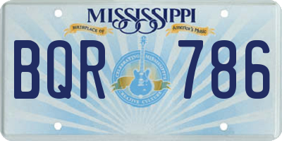 MS license plate BQR786