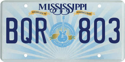 MS license plate BQR803