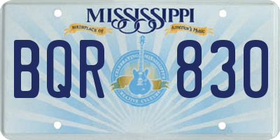 MS license plate BQR830