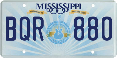 MS license plate BQR880