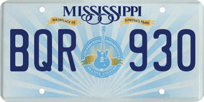 MS license plate BQR930