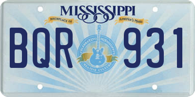 MS license plate BQR931