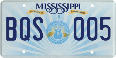 MS license plate BQS005