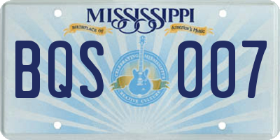 MS license plate BQS007