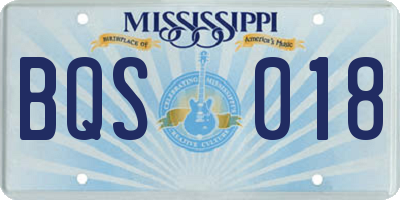 MS license plate BQS018