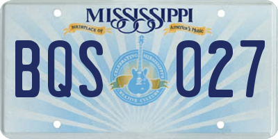 MS license plate BQS027