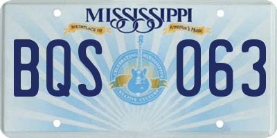 MS license plate BQS063