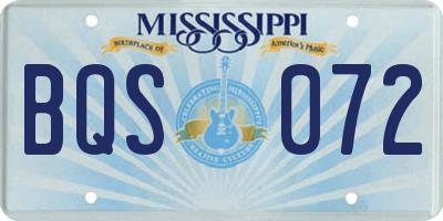 MS license plate BQS072