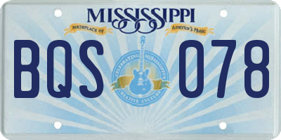 MS license plate BQS078