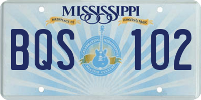MS license plate BQS102