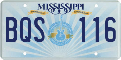MS license plate BQS116
