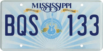 MS license plate BQS133