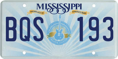 MS license plate BQS193