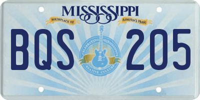 MS license plate BQS205