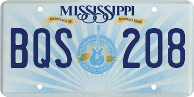 MS license plate BQS208