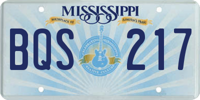 MS license plate BQS217