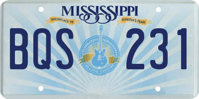 MS license plate BQS231