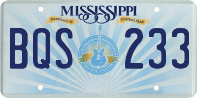 MS license plate BQS233