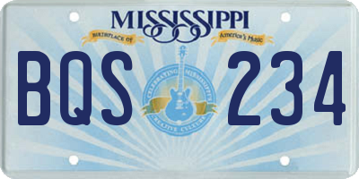 MS license plate BQS234