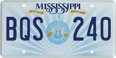 MS license plate BQS240