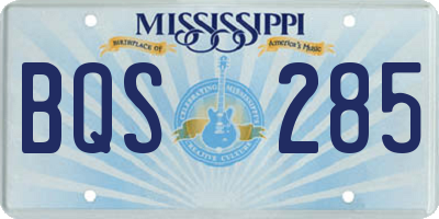 MS license plate BQS285
