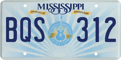 MS license plate BQS312