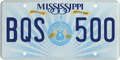 MS license plate BQS500