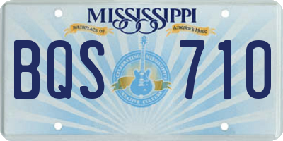 MS license plate BQS710