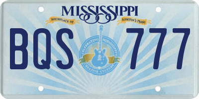 MS license plate BQS777