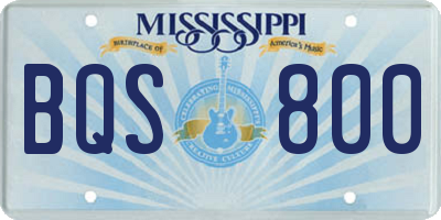 MS license plate BQS800