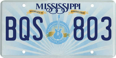 MS license plate BQS803