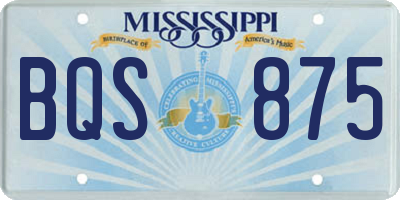 MS license plate BQS875