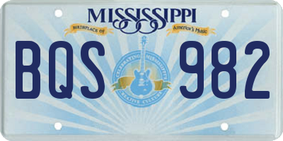 MS license plate BQS982